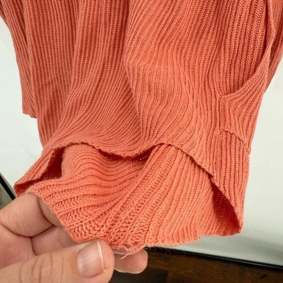 Free People Picnic Romper Ribbed Knit Collared Linen Cotton Salmon Playsuit xs - Picture 7 of 8